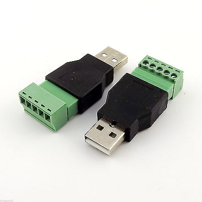 1x USB 2.0 Type A Male to 5 Pin Screw w/ Shield Terminal Plug Adapter Connector Unbranded/Generic Does Not Apply - фотография #5