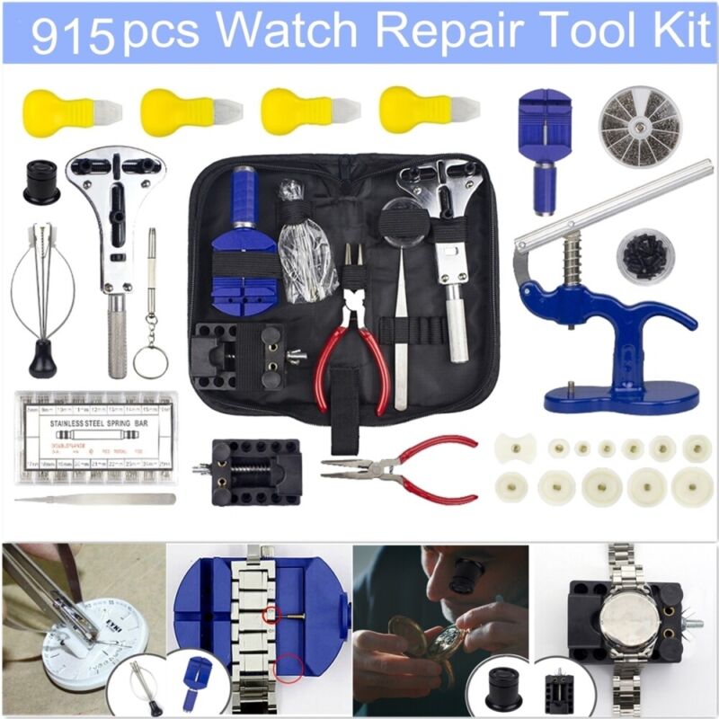 915Pcs Watch Repair Kit Watchmaker Case Opener/Press Spring Bar Link/Pin Remover Zistel Z45025