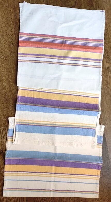 Set of 3 linen vintage soviet 70-80s dish tea hand towels Striped Different szes Handmade - фотография #2