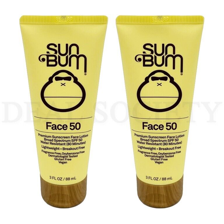 Lot of 2 - Sun Bum Original SPF 50 Sunscreen Face Lotion 3oz Sun Bum NOT SPECIFIED