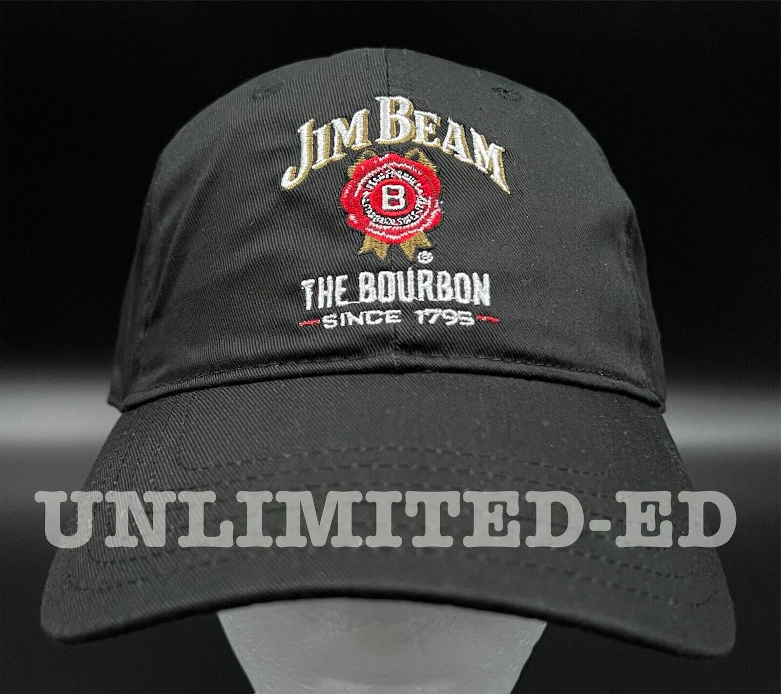Jim Beam Hat BRAND NEW Black Trucker Cap Back Strap Bourbon Whiskey 1795 JB Jim Beam