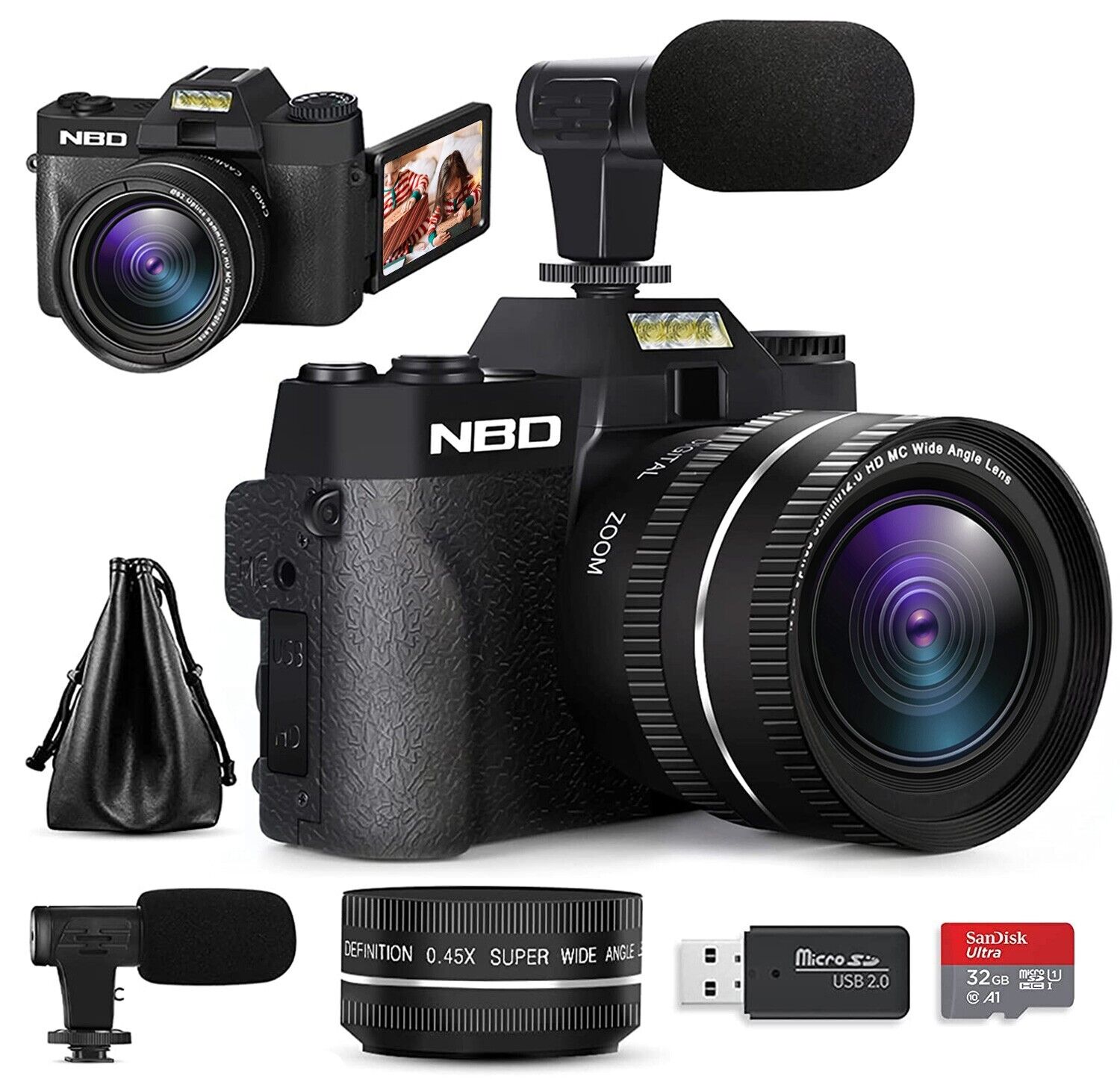 4K digital camera for YouTube 3.0 "48MP video recording with 16x digital zoom NBD Nbro