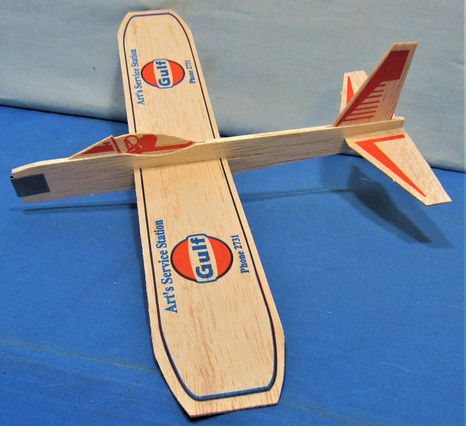 Gulf Gas Station Promo ~ 2 Balsa Wood Glider Airplanes Gulf
