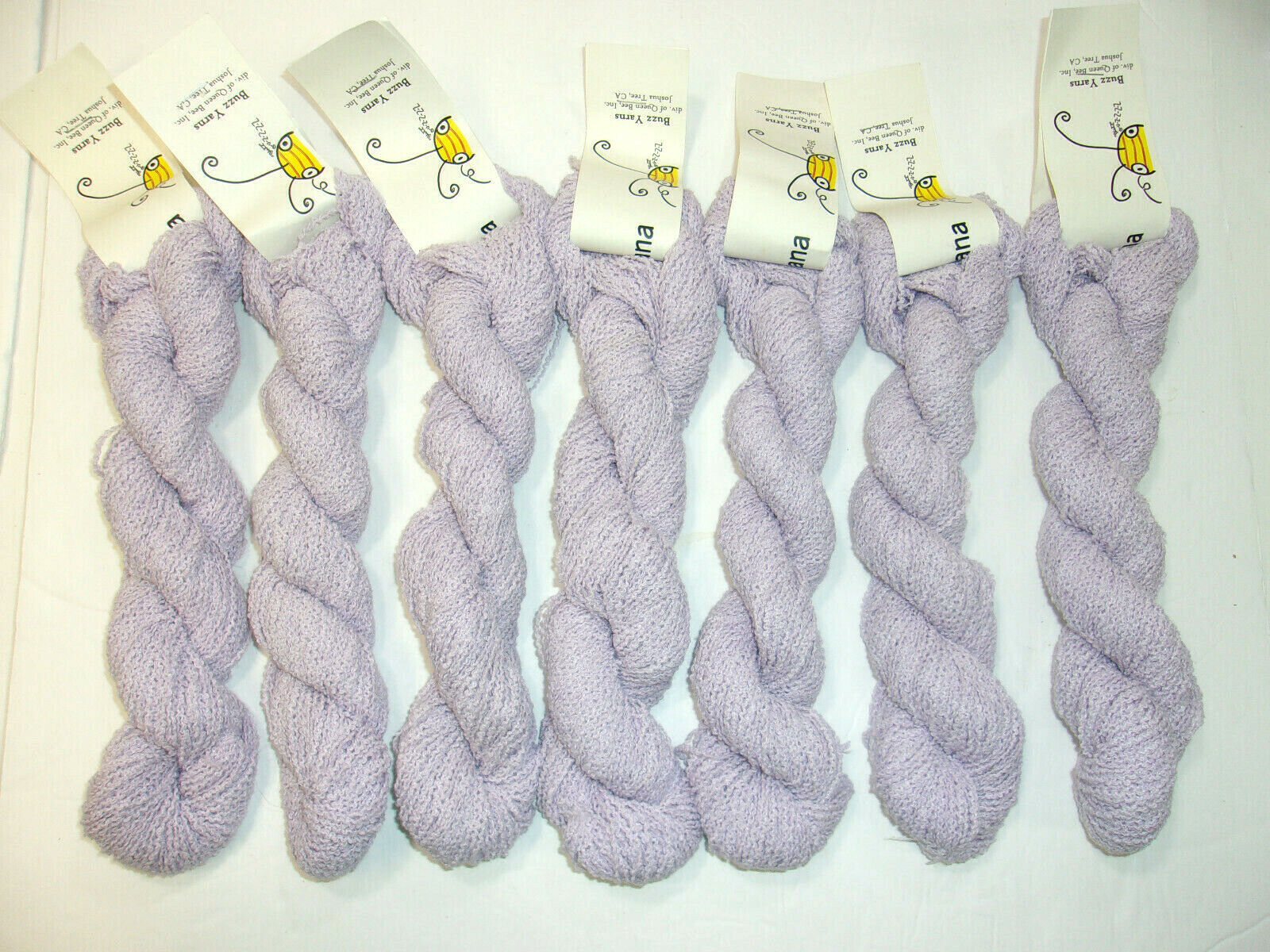 Lot of 7 ~ Buzz Yarns Havana (Boucle) Yarn, 45g/110 yds Lavender (Same Dye Lot)  Queen Bee Yarns