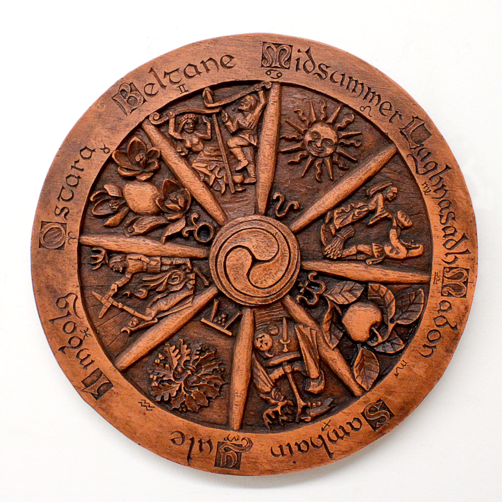 Large Wheel of the Year Plaque - Wood Finish - Wicca Pagan Sabbats Wall Decor Без бренда - фотография #3