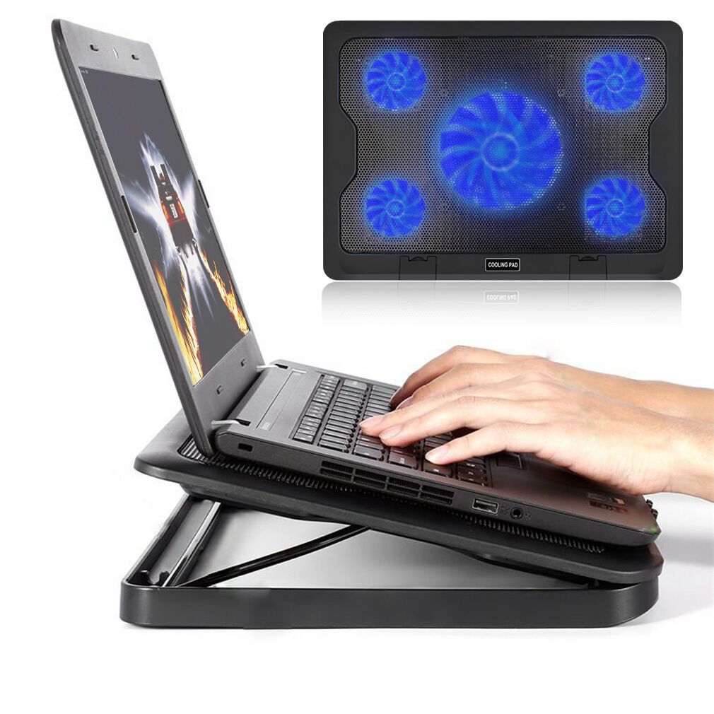 5 Fans Blue LED 2 USB Port Cooling Stand Pad Cooler For 12"-17" Laptop Notebook YELLOW-PRICE Does Not Apply