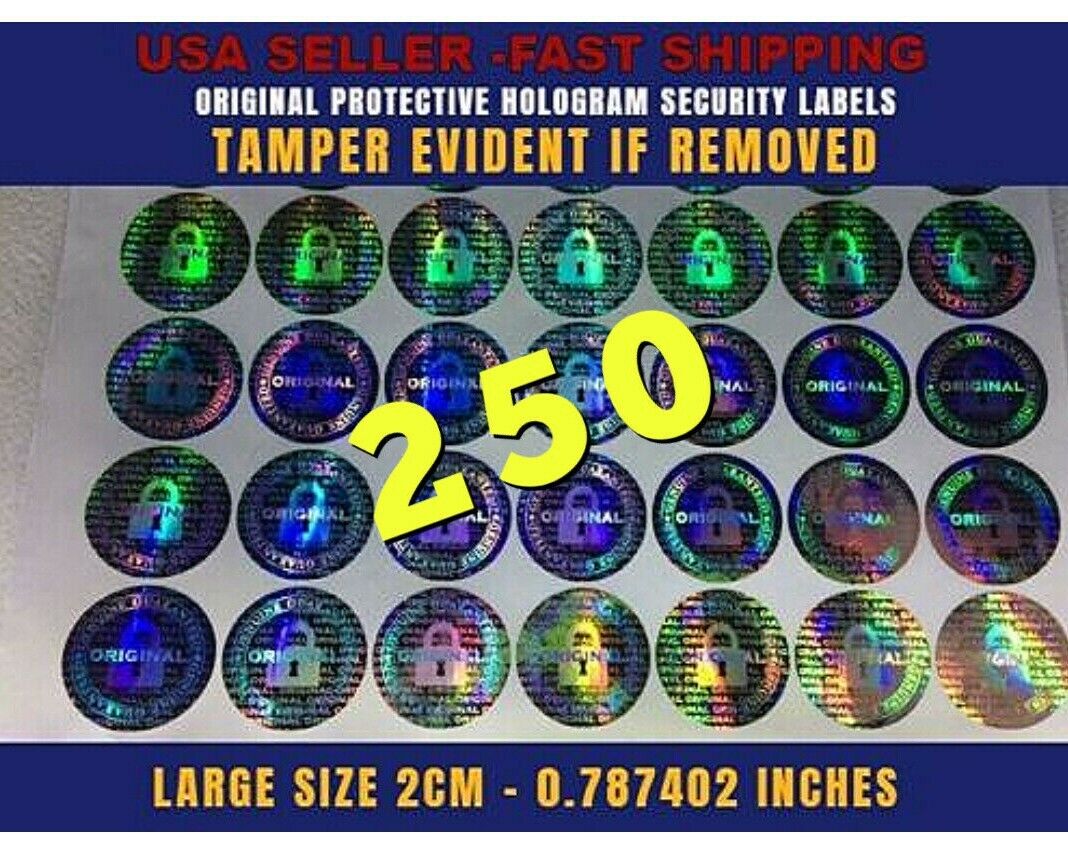 250 ROUND HOLOGRAM AUTHENTIC VOID SECURITY LABELS STICKERS SEALS LARGE SIZE Unbranded/Generic Does Not Apply