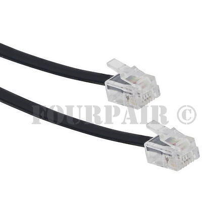 10ft Telephone Line Cord Cable Wire 6P4C RJ11 DSL Modem Fax Phone to Wall Black Unbranded/Generic 106196BK