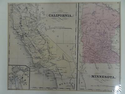 Lot 11 antique U. S. State maps California Minnesota Florida Alaska Dakotas B25 Без бренда - фотография #9
