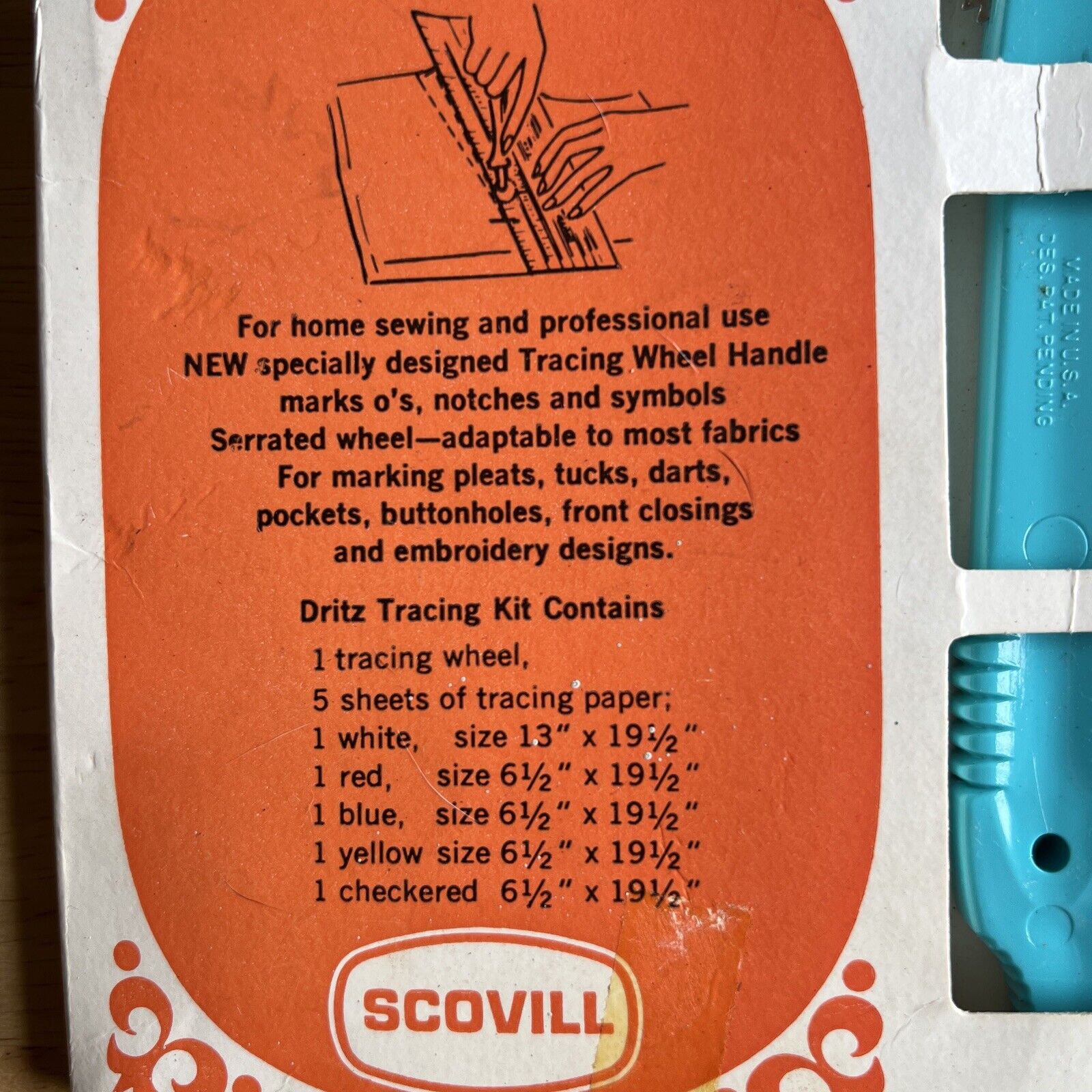 vintage Scovill Dritz tracing kit for sewing original box NOS USA Made #645 Dritz - фотография #2