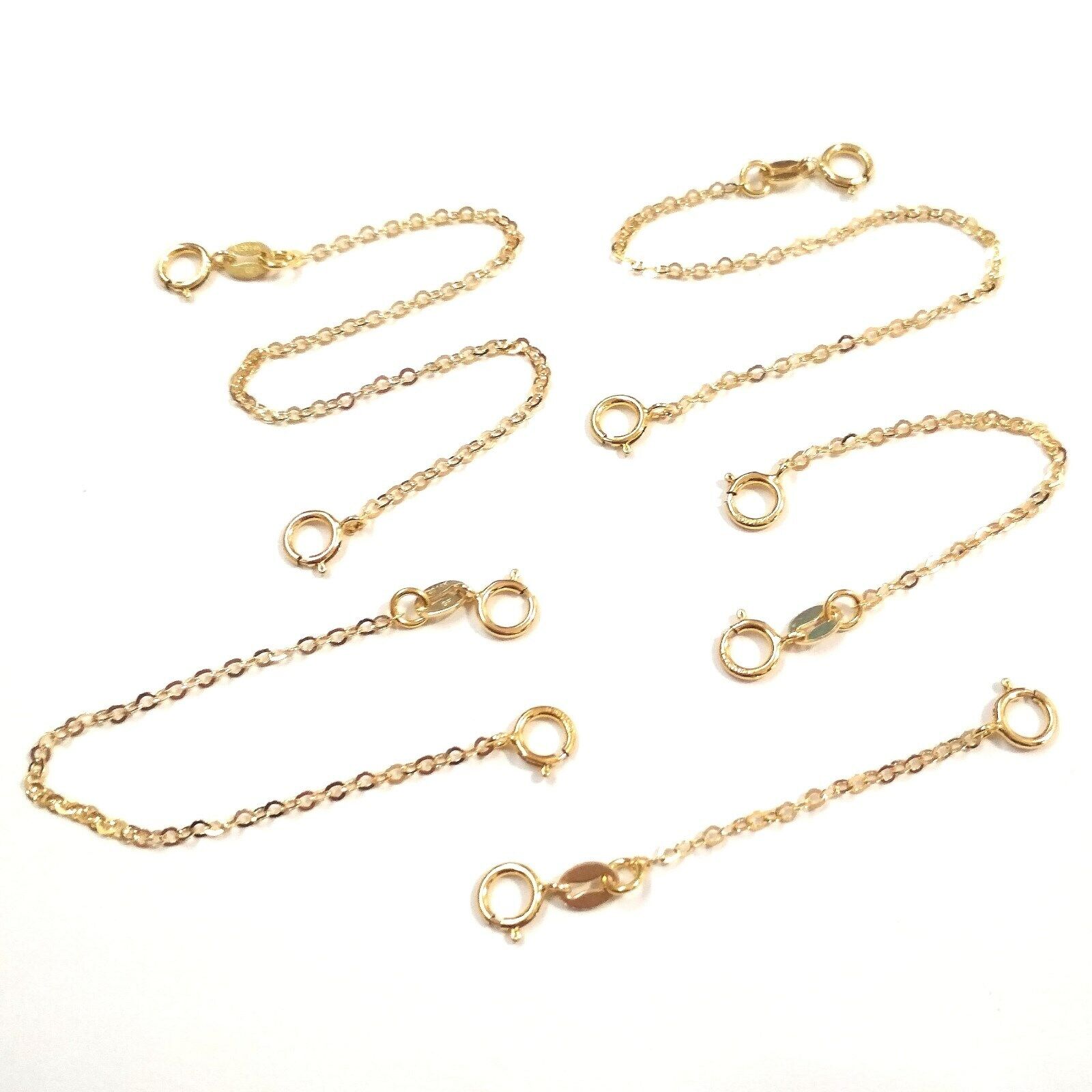 5 pcs 14kt GOLD FILLED 1.5x2mm Flat Cable Chain EXTENDERS with Two Spring Clasps BalliSilver