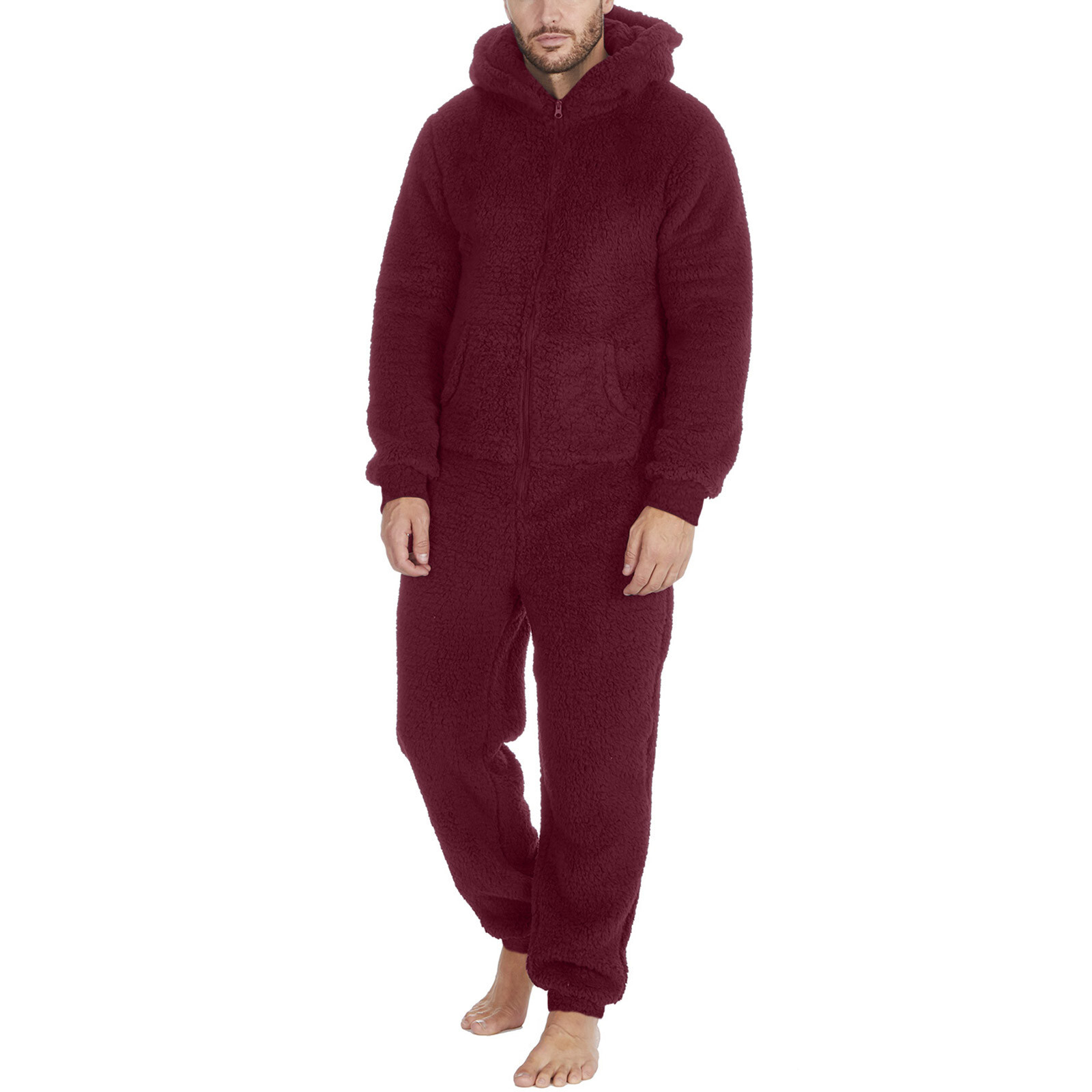 Men Artificial Wool Long Sleeve Pajamas Casual Jumpsuit Pants for Men Formal Unbranded Does Not Apply - фотография #19