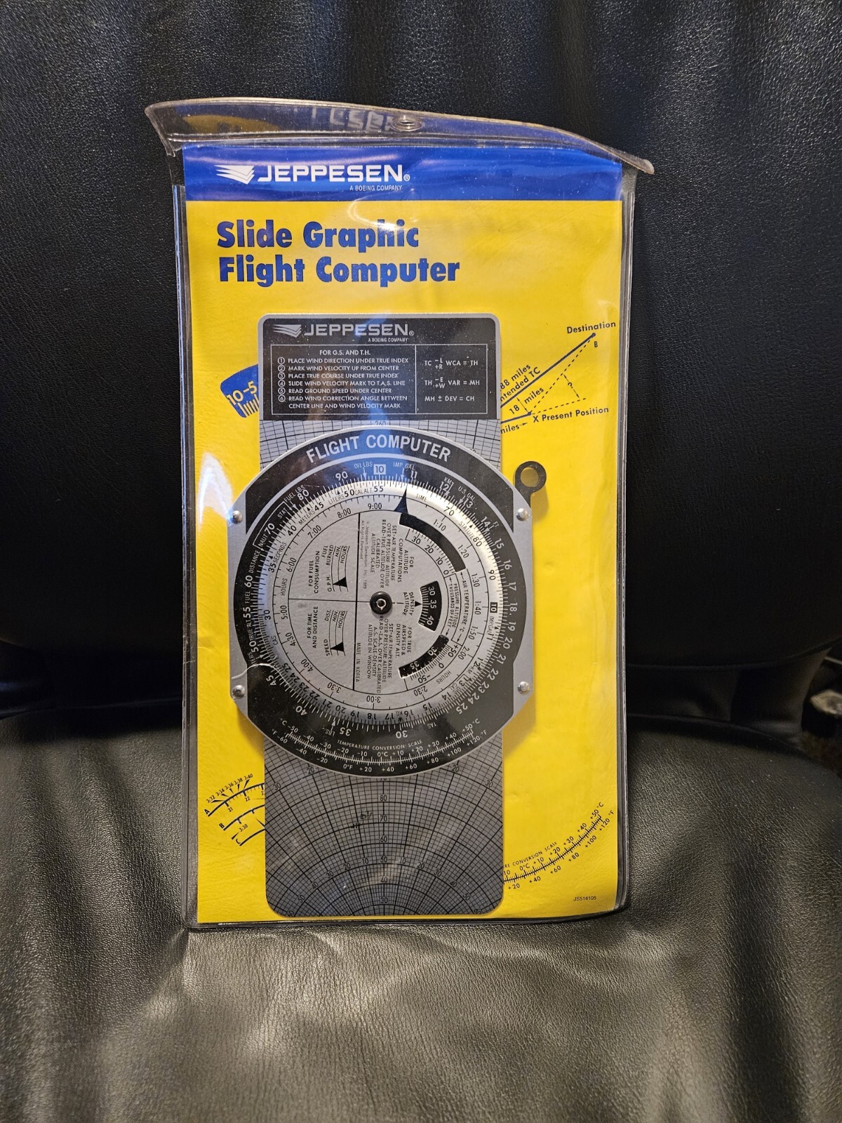 Jeppesen Slide Graphic Flight Computer Metal with manual and case-NEW Old Stock Без бренда
