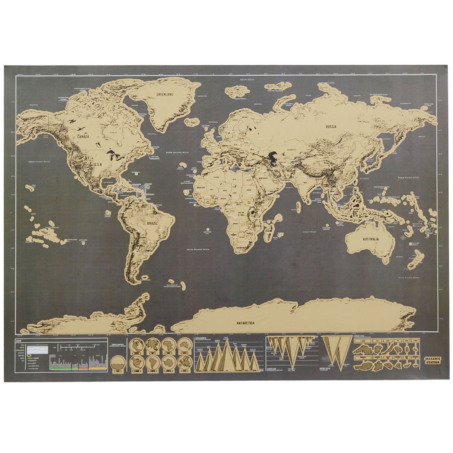 Deluxe Travel Edition Scratch Off World Map Poster Personalized Journal Log  Unbranded Does Not Apply - фотография #6