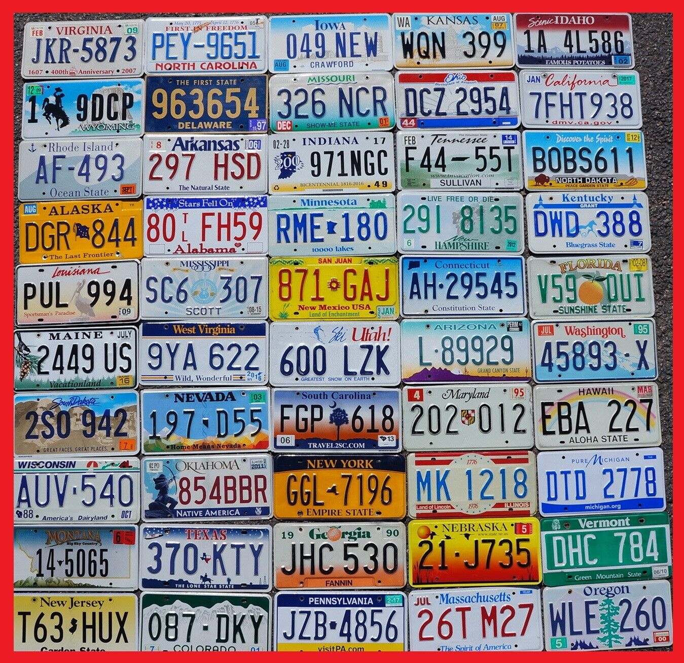 COMPLETE SET    ALL 50 STATES USA LICENSE PLATES LOT of Good License Plate Tags Без бренда