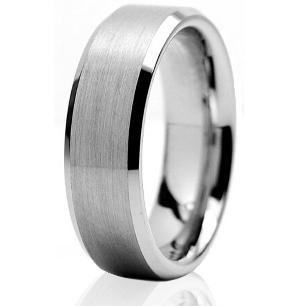 🔥 Tungsten Carbide Wedding Band Ring Brushed Silver Mens Jewelry Size 6-15 Meravi - фотография #3