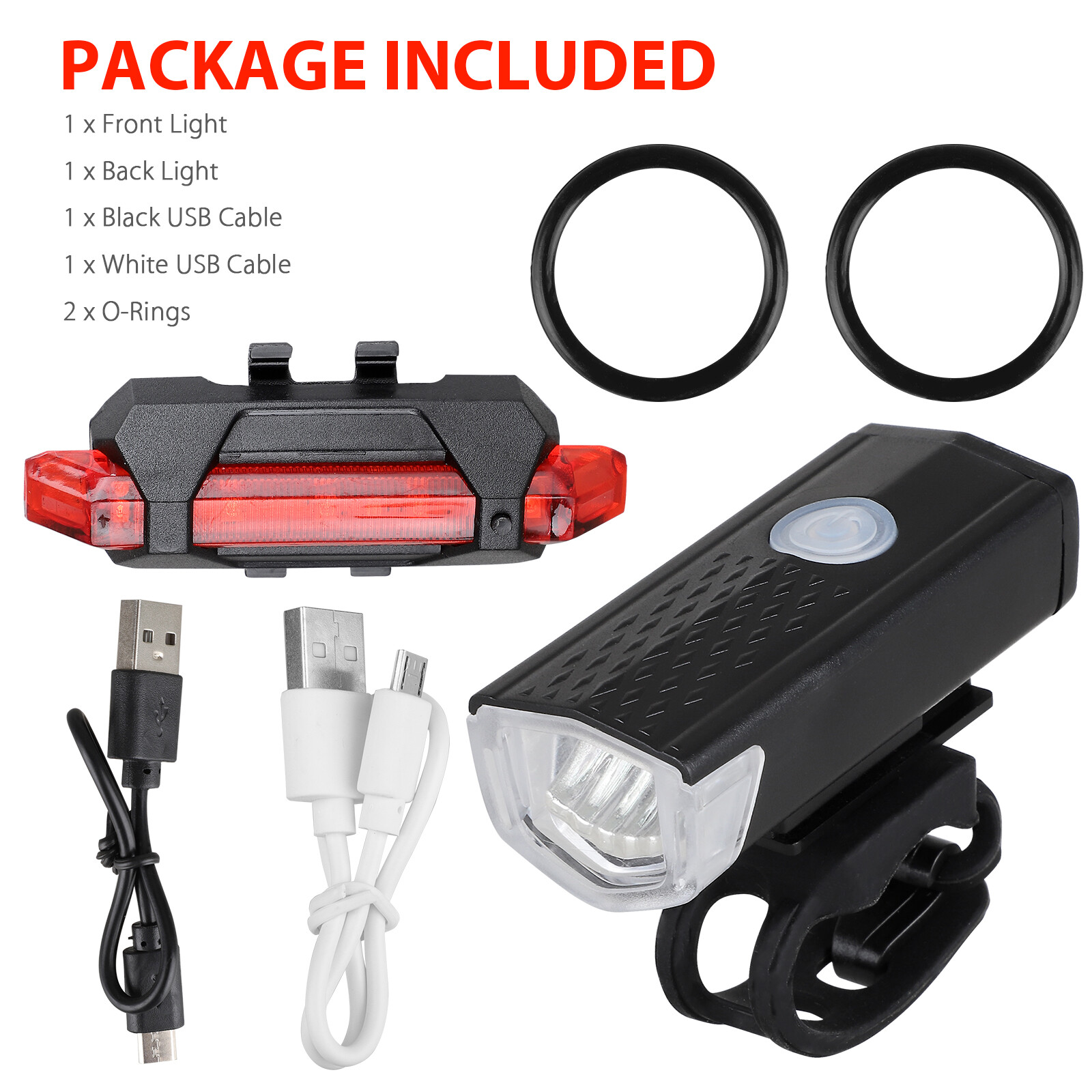 2Sets USB Rechargeable LED Bicycle Headlight Bike Head Light Front Rear Lamp Kit Kepeak Does Not Apply - фотография #2