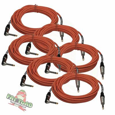 FAT TOAD Guitar Cables Right Angle 20FT ¼ Jack 6 Cords Instrument Speaker Wires Fat Toad U-AP2303-R-20FT (6)