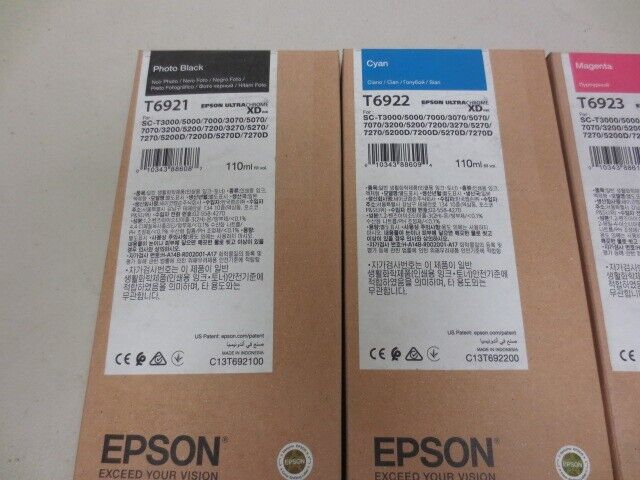5x Ink Epson Surecolor T6921-T6925 Set for SC-T3000 SC-T5000 SC-T7000 *NEW* Epson T6921, T6922, T6923, T6924, T6925 - фотография #2