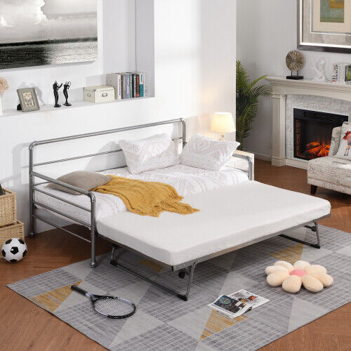 Metal DayBed w/ Trundle Sofa Bed Twin to King Size Metal Bed Platform Bed Fetines Does Not Apply