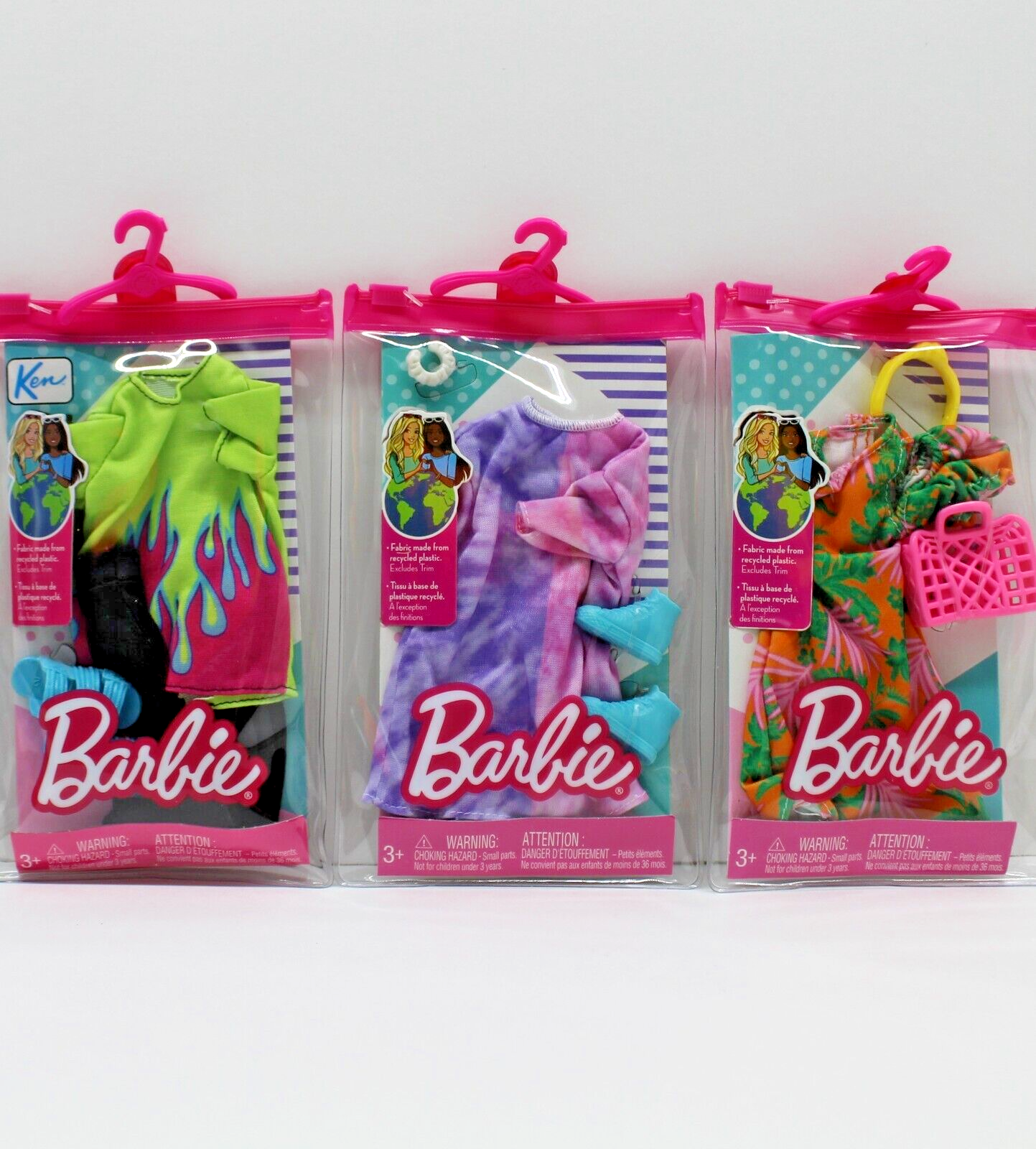 Barbie Doll Clothes Dresses Tie Dye Floral Travel Packs Ken Outfit Lot of 3 Barbie