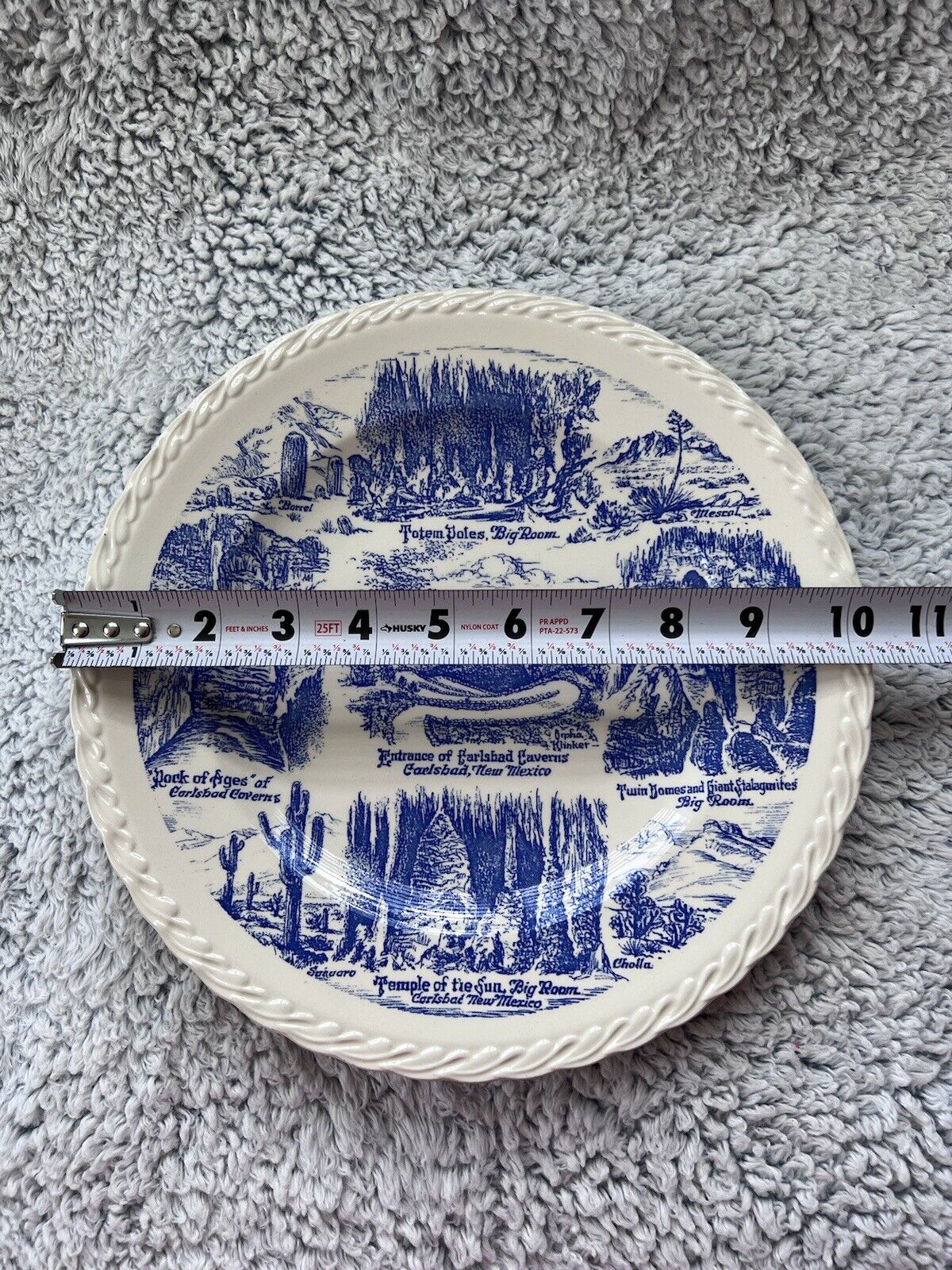 Vernon Kilns Carlsbad Caverns New Mexico Blue Transfer Ware Souvenir Plate 10.5" Без бренда - фотография #4
