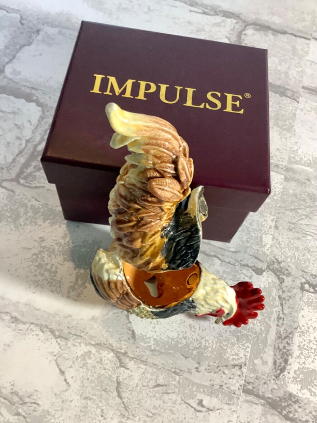 Impulse Swarvoski Crystal Bejewled Enamel Hinged Rooster Trinket Box Без бренда - фотография #3
