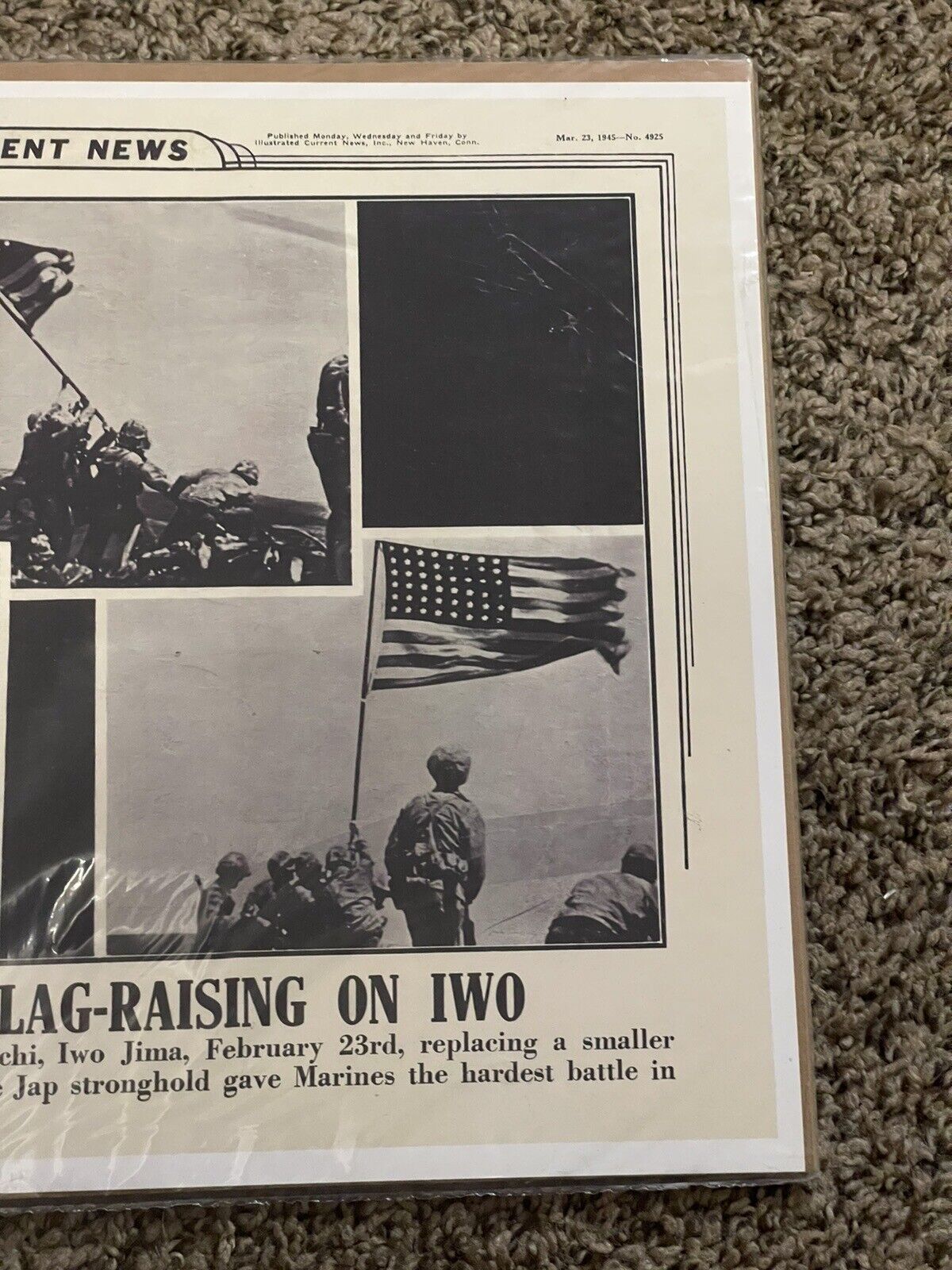 Illustrated Current News History Marine Flag Raising on IWO Jima Poster 1945 Без бренда - фотография #6
