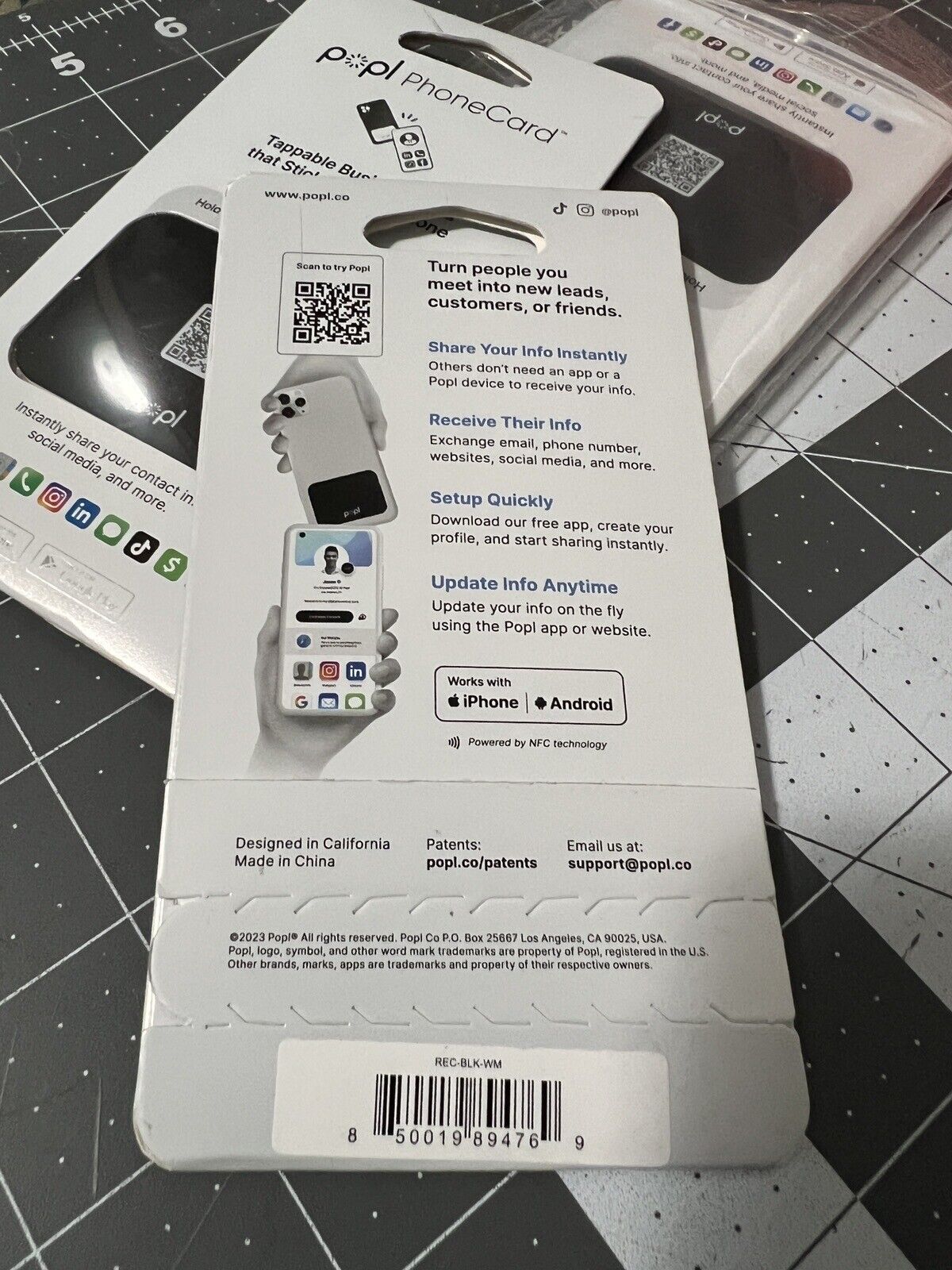 Popl Card Black w/ PopCode NFC Business Tag. Popl - фотография #2