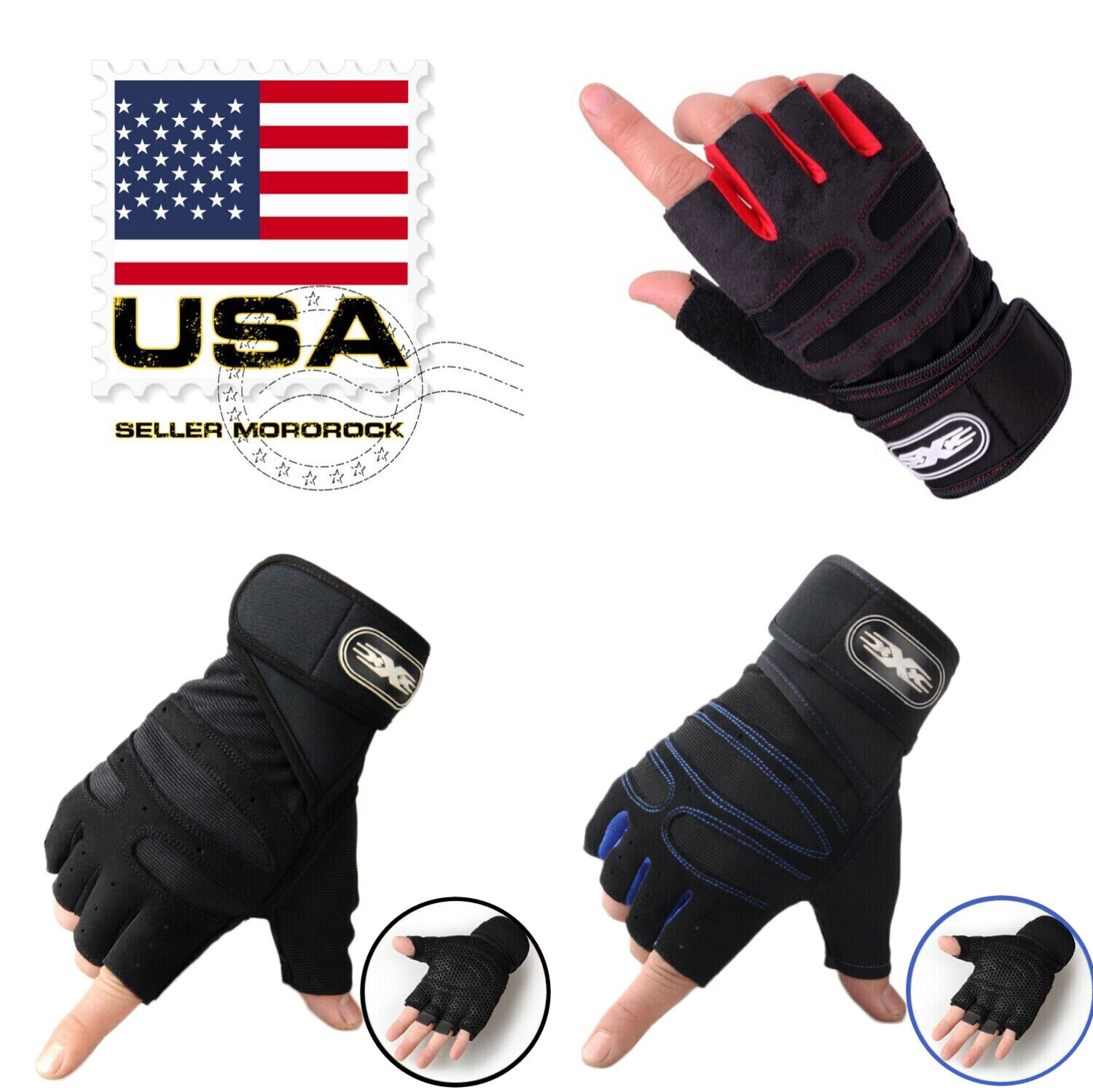 US Women/Men Gym Gloves With Wrist Wrap Workout Weight Lifting Fitness Exercise Unbranded Does not Apply