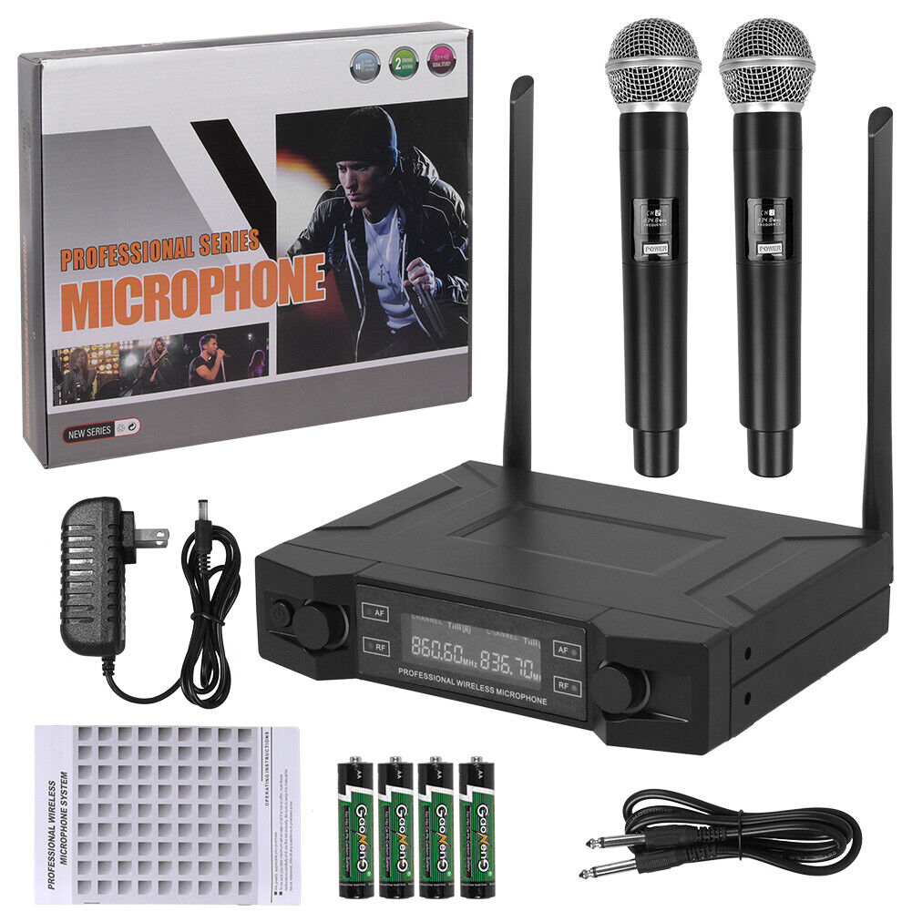 2 Channel UHF Wireless Dual Microphone Cordless Handheld Mic System Household US Unbranded / - фотография #3