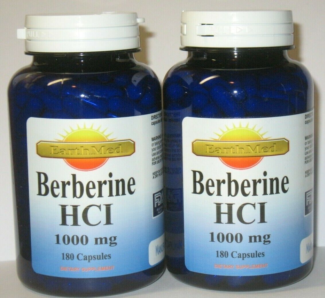 2 x Berberine HCI 1000mg per serving 360 Capsules Depression,Cholesterol,Heart   EarthMed
