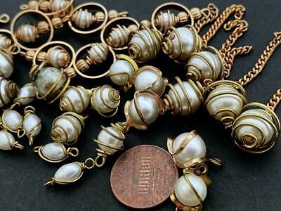 Vintage Metal Wrapped Pearl Beads Charms Connectors Mix  35 Без бренда