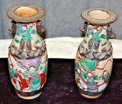 Vases Kangxi Period Style Pair of Crackled Enamel Glaze Antique circa 1890 S3380 Без бренда