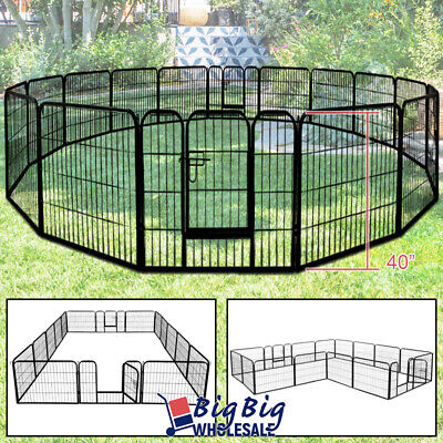 40" Tall Folding 16-Panel Heavy Duty Metal Dog Playpen Exercise Fence Kennel GENIQUA YM-2166428PAIR