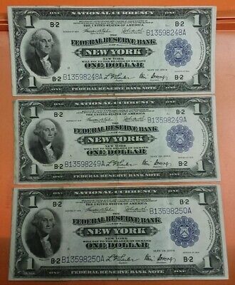 ✰ 1918 $1 Bill Lot 5 SEQUENTIAL Consecutive HORSEBLANKET Federal Reserve Notes ✰ Без бренда - фотография #2