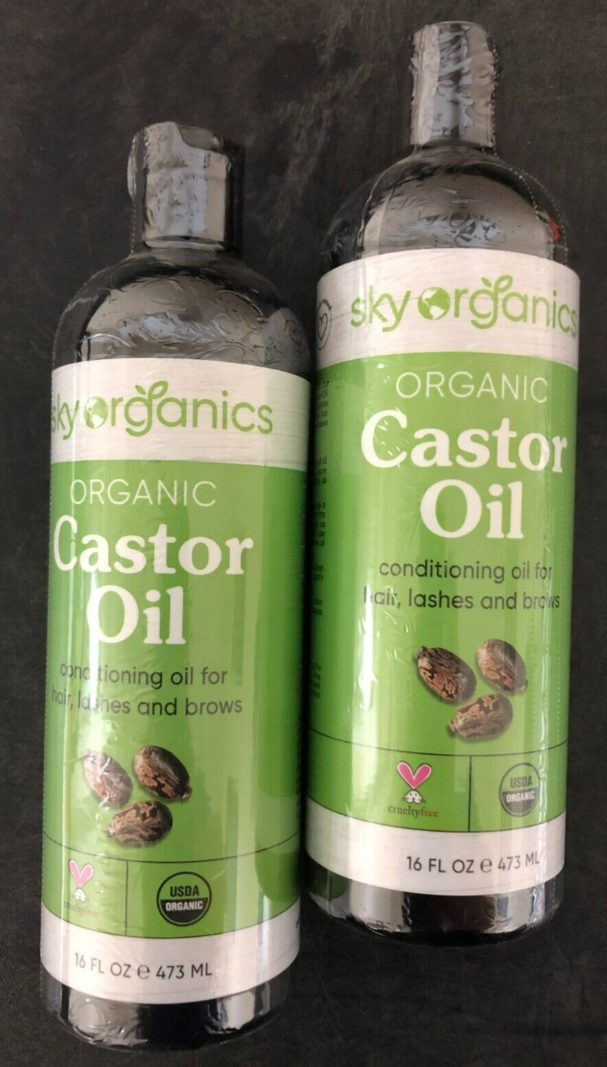 (LOT OF 2)  Sky Organics Castor Oil USDA Organic 16oz 100% Pure  Sky Organics CASTOR16