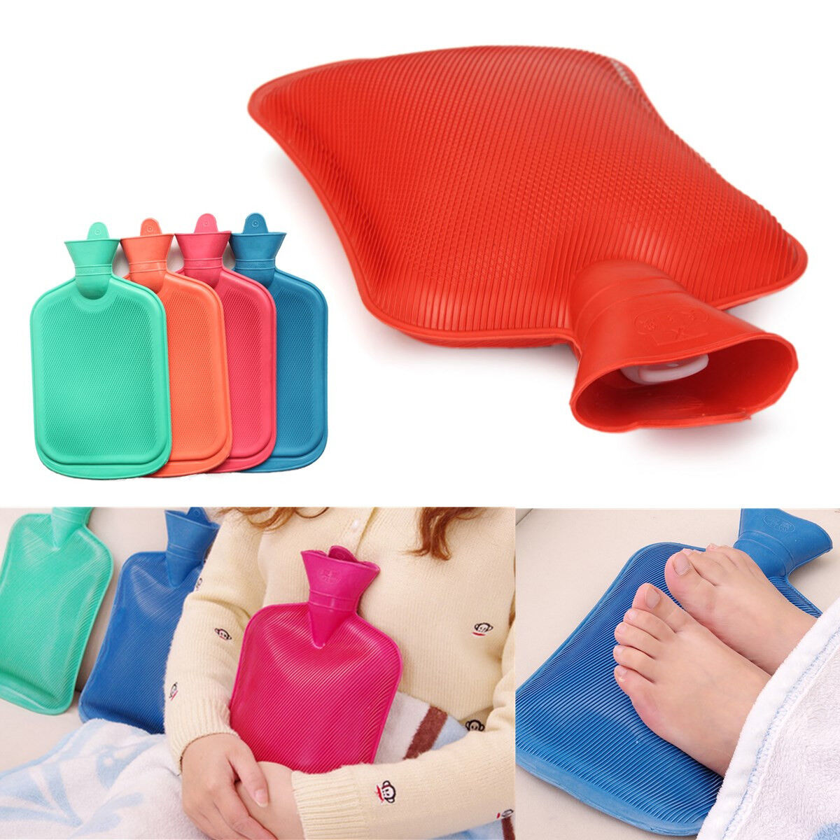 Rubber HOT WATER BOTTLE Bag WARM Relaxing Heat / Cold Therapy 670 ML ~ 1800 ML Unbranded
