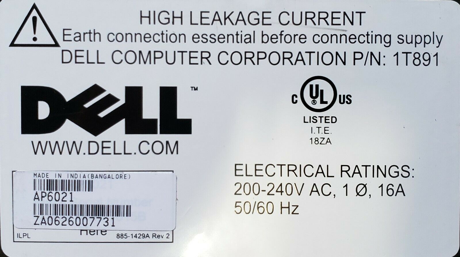 4x Dell PDU Kit AP6021 200-240VAC 1Ø 13x C13 Outlets 1T891 L6-30P C19 Cable Dell 9T493 - фотография #5