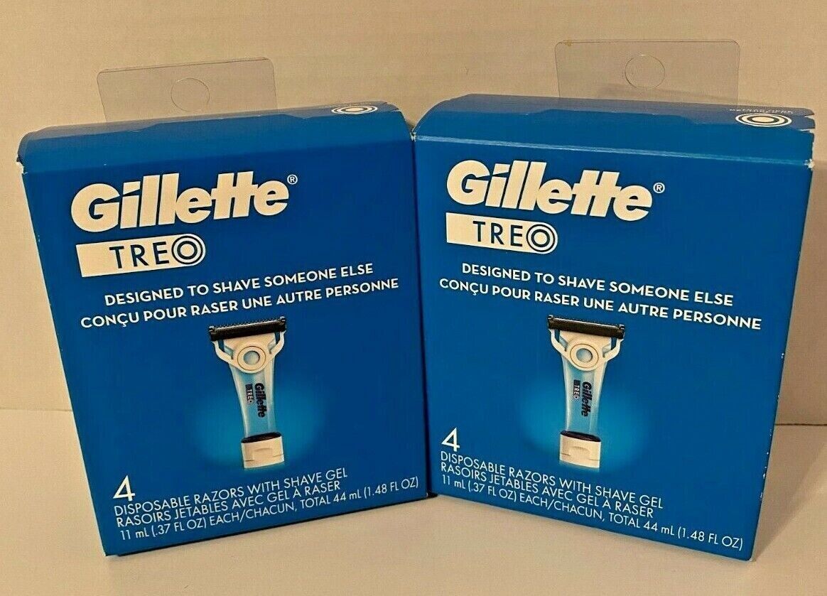 Lot of 2 Gillette Treo Disposable Razors With Shave Gel Caregiver use Gillette