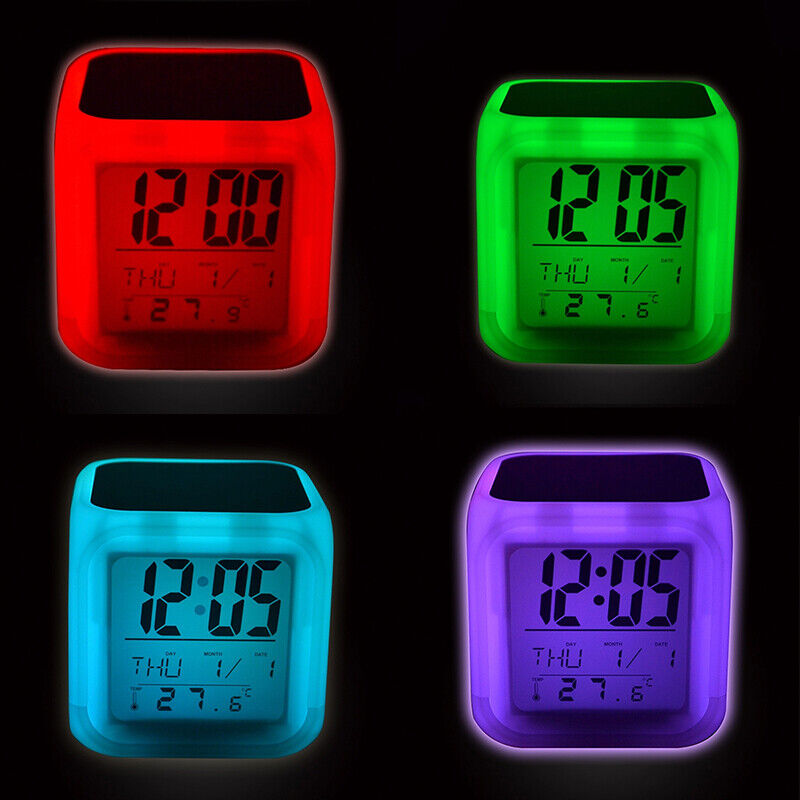 10pcs Blank Sublimation Digital Alarm Thermometer Night Glowing 7 Colors Clock Unbranded - фотография #6