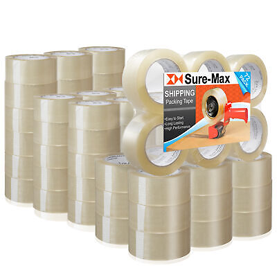 72 Rolls Carton Sealing Clear Packing Tape Box Shipping - 2 mil 2" x 110 Yards Sure-Max Does Not Apply
