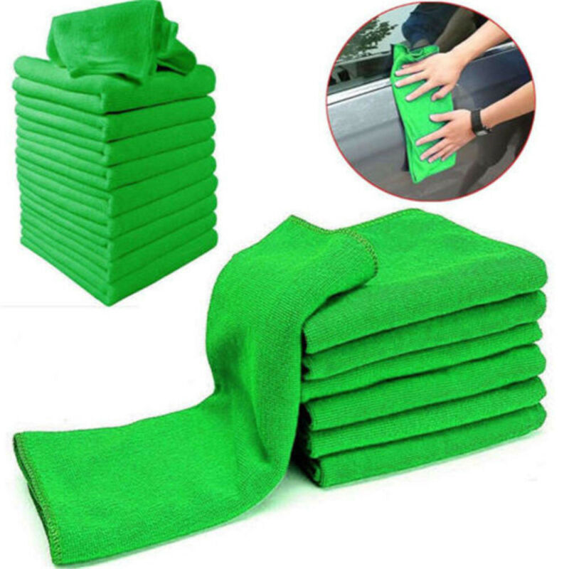 10pcs Green Microfiber Towel Car Cleaning Wash Drying Detailing Cloth No Scratch Unbranded Does Not Apply - фотография #2