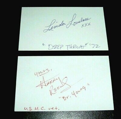 Linda Lovelace Harry Reems Autographed Index Card Lot RARE TOGETHER Deep Throat Без бренда - фотография #2