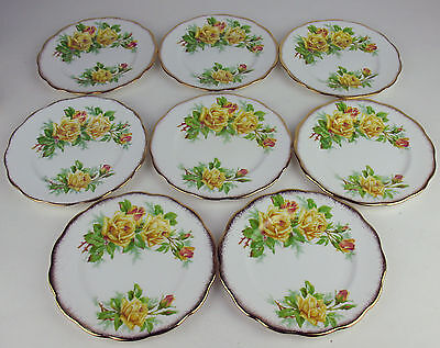 Set 8 x Bread Plates Royal Albert Yellow Tea Rose vintage bone china England Royal Albert