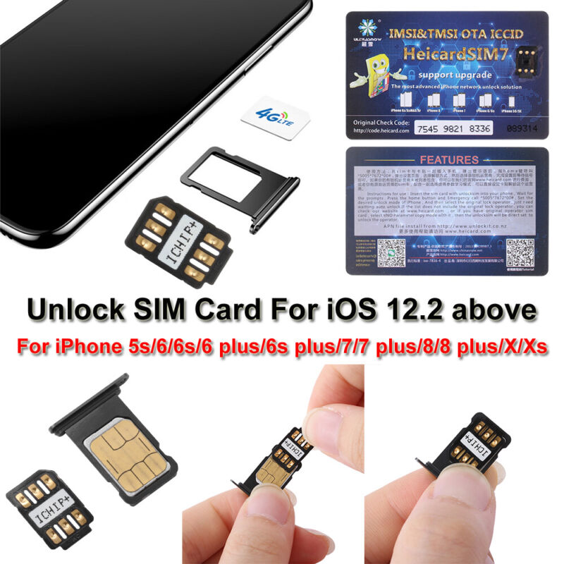 2X HEICARD UNLOCK Chip for iPhone 11 X XS 8 7 Unlocking Sim Card ICCID IOS13.2.3 Unbranded Does Not Apply