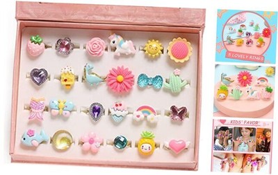  Little Girl Jewel Rings in Box, Adjustable, No Duplication, Girl Pretend Play  Does not apply Does Not Apply - фотография #7
