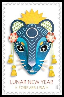 2020 US Stamp - Year of the Rat - Single - SC# 5428  Без бренда