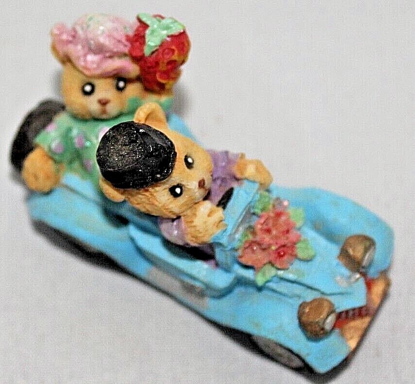 Vintage Set of 4 Hand Painted Polyresin Teddy Bear Couples in Cars Ornaments Unbranded - фотография #6