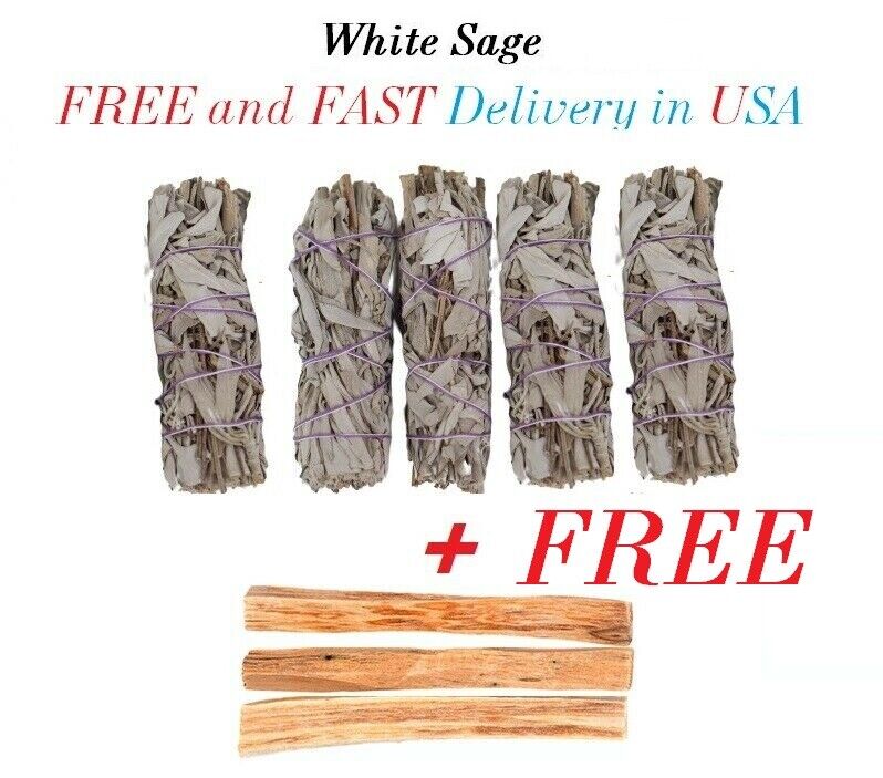 BEST DEAL - BUY 5 Stick White Sage Smudge Wand and GET FREE 3 Palo Santo Wood  Без бренда
